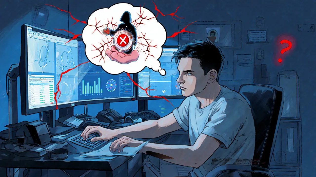 Gamer notices a shady figure offering KWS, with red warning signs in manga style.