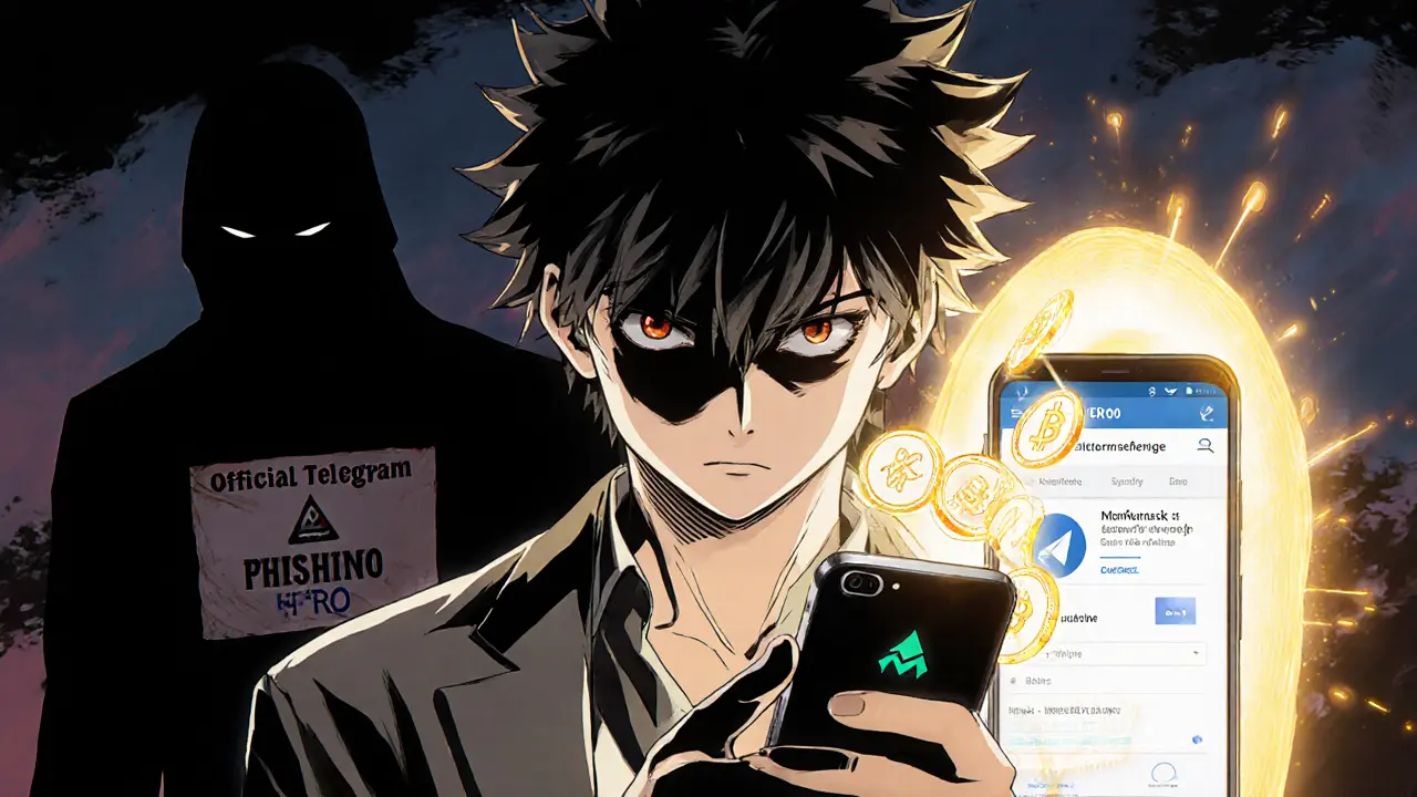 A protagonist holding a wallet and phone, with HERO tokens flowing into it while a phishing scam fades into darkness.