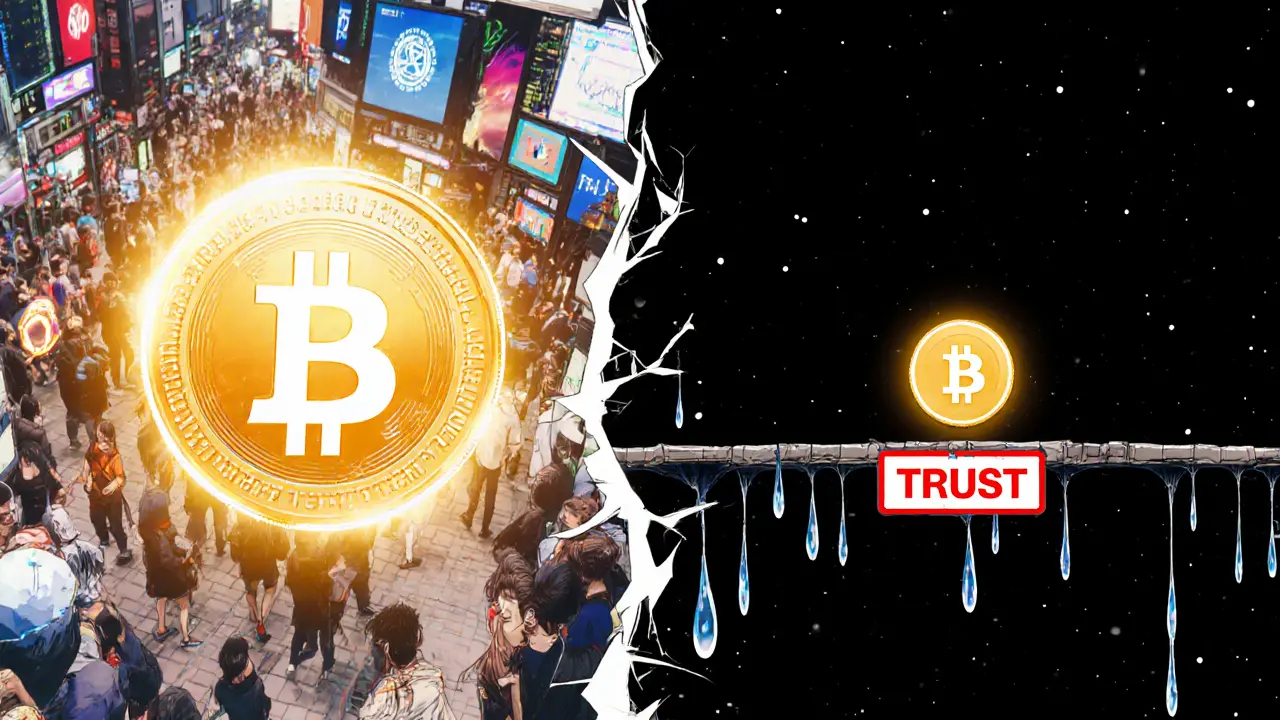 A split image: BNB thriving among global traders vs. SLEX flickering alone in darkness.