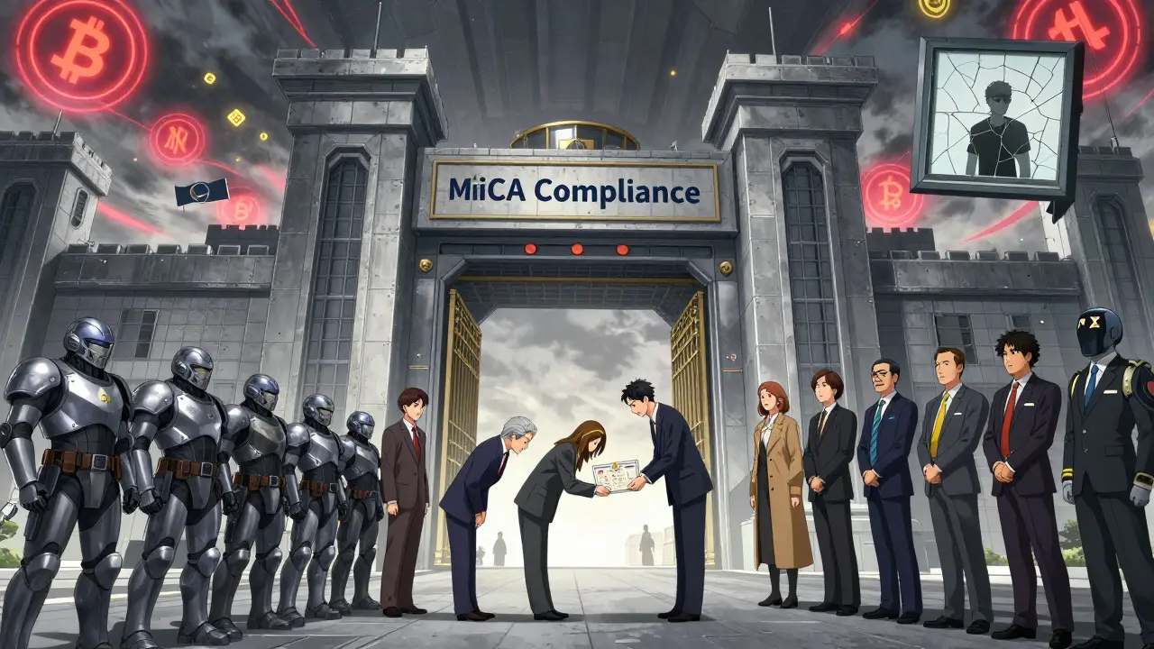 MiCA regulatory fortress guarding EU crypto market with global exchanges entering