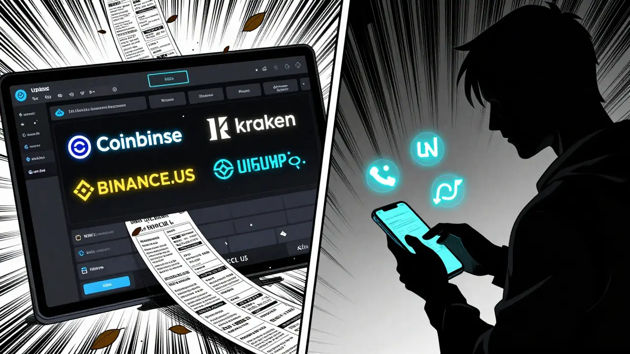 Split scene: regulated exchanges issuing 1099-DA forms vs. decentralized wallets with unreported transactions.