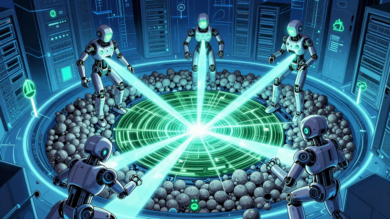 Robotic agents filtering chaotic data streams into organized patterns