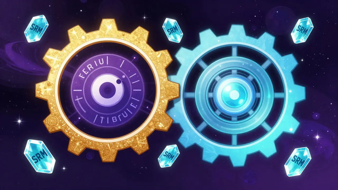 Stylized anime gears symbolizing the integration of Serum and Raydium