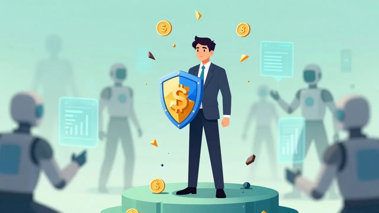 Anime style image showing strategies like shields and bots protecting crypto loans.