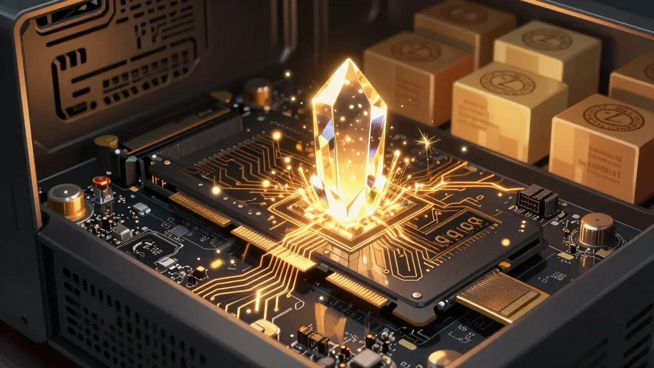 Anime style PCIe card accelerating blockchain transactions