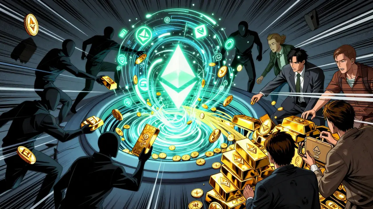 Crypto mixer vortex processing funds, manga illustration