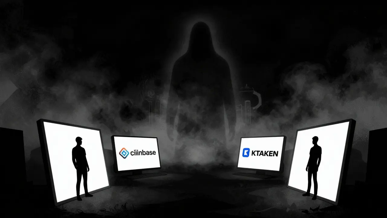 Dark void contrasting with bright, secure legitimate crypto exchanges
