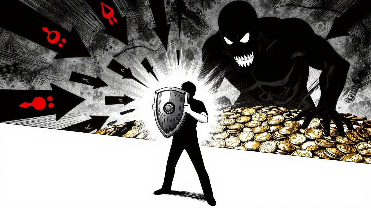Investor protecting assets with a hardware wallet against financial risks