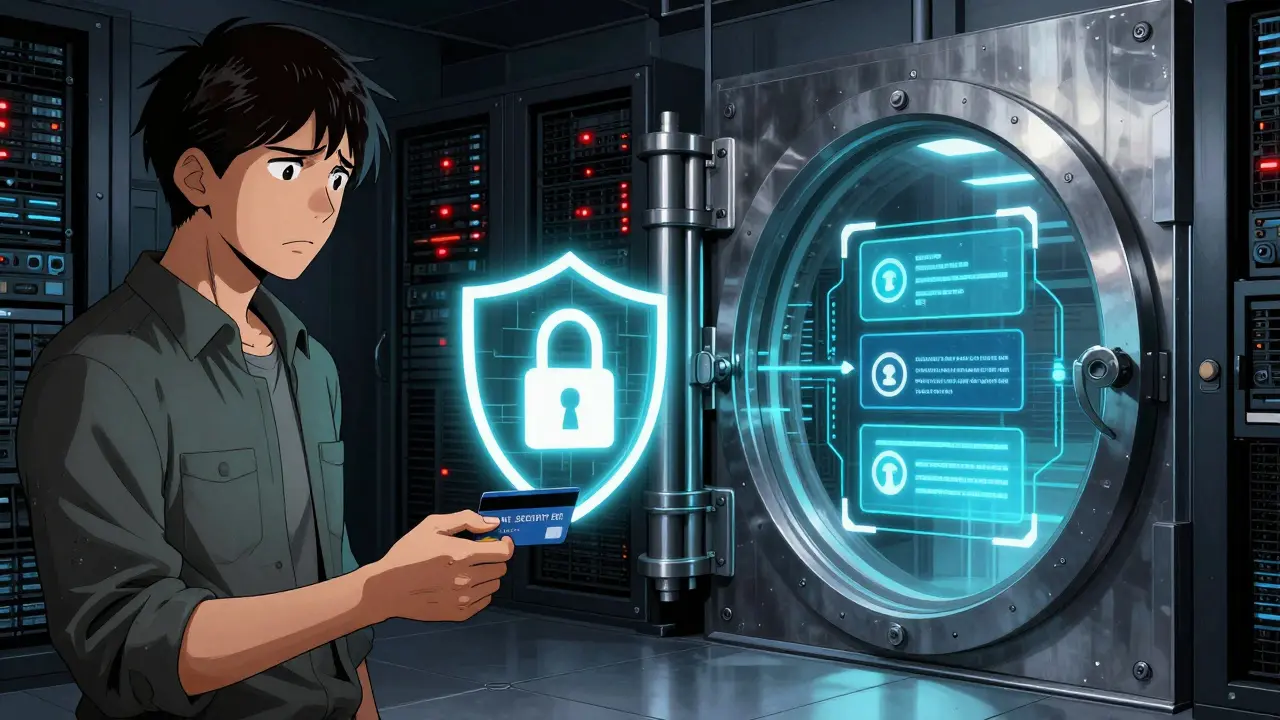 Manga style vault showing secure but slow bank transfers