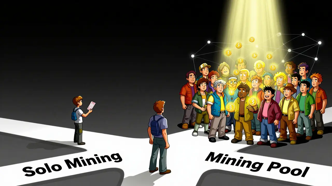 Miner choosing between solo mining and joining a mining pool