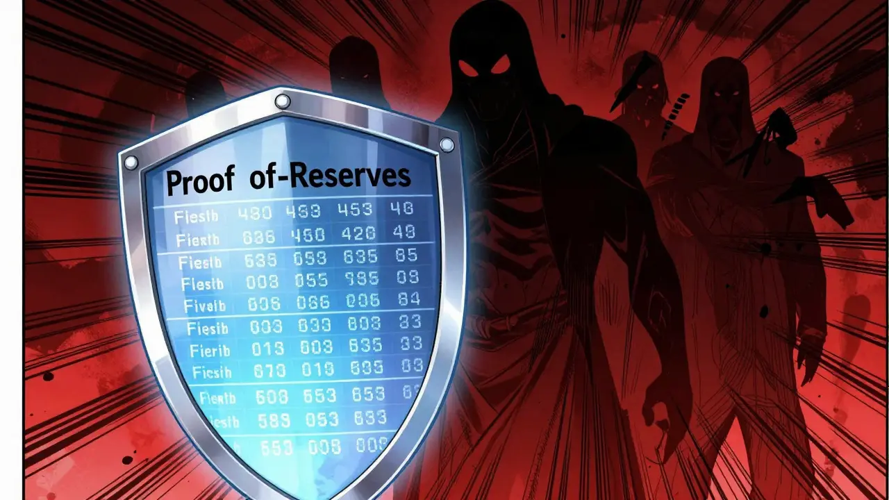 Manga art contrasting transparent reserves with regulatory risks