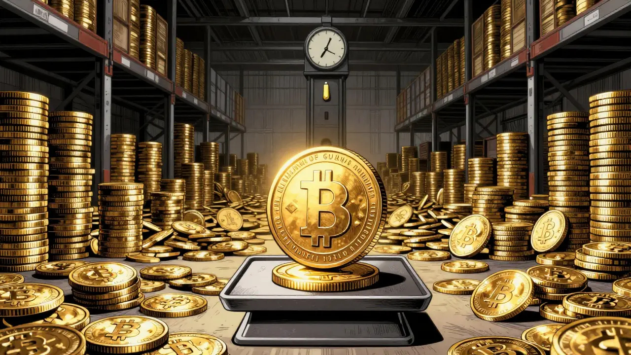 Manga art showing few circulating coins vs massive hidden supply stack