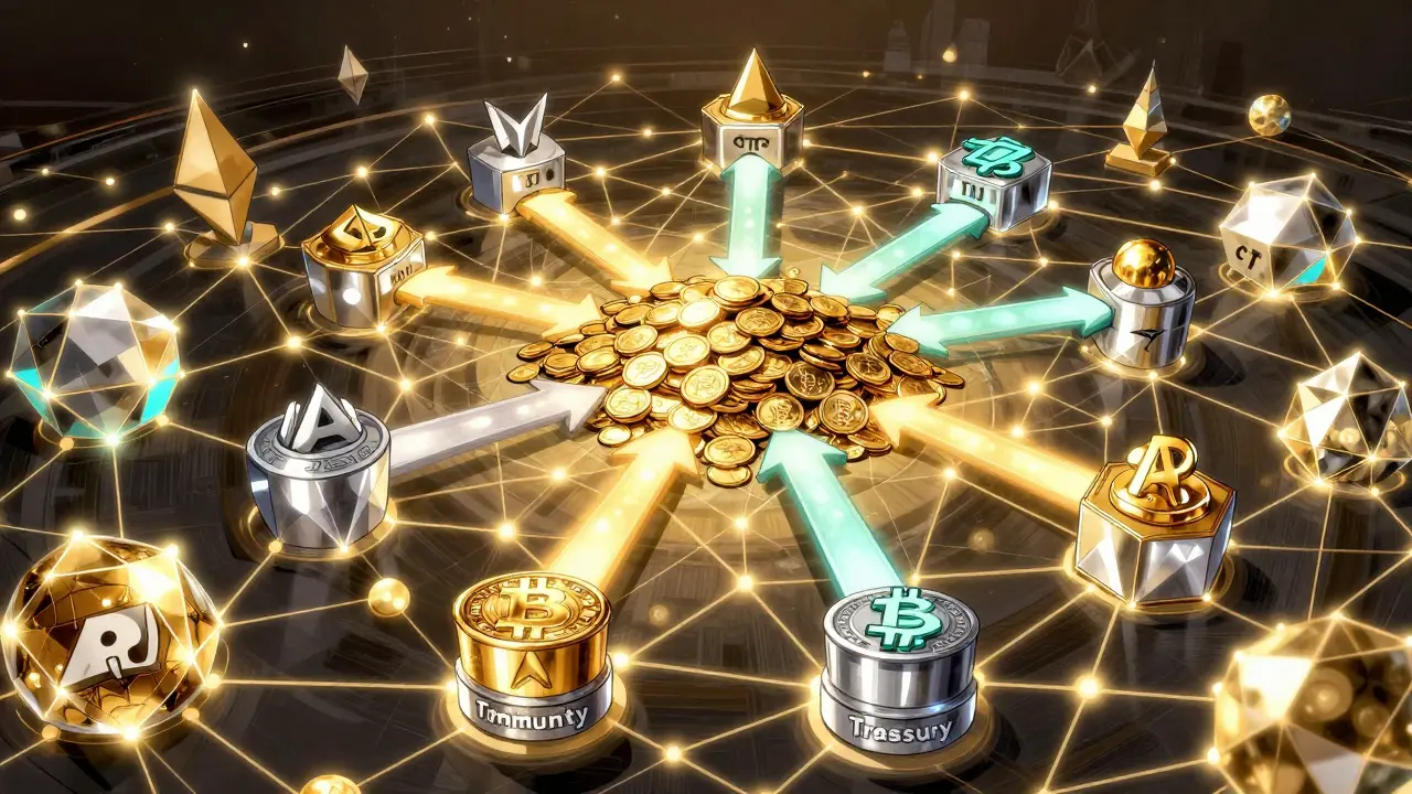 Manga illustration of cross-chain token flow