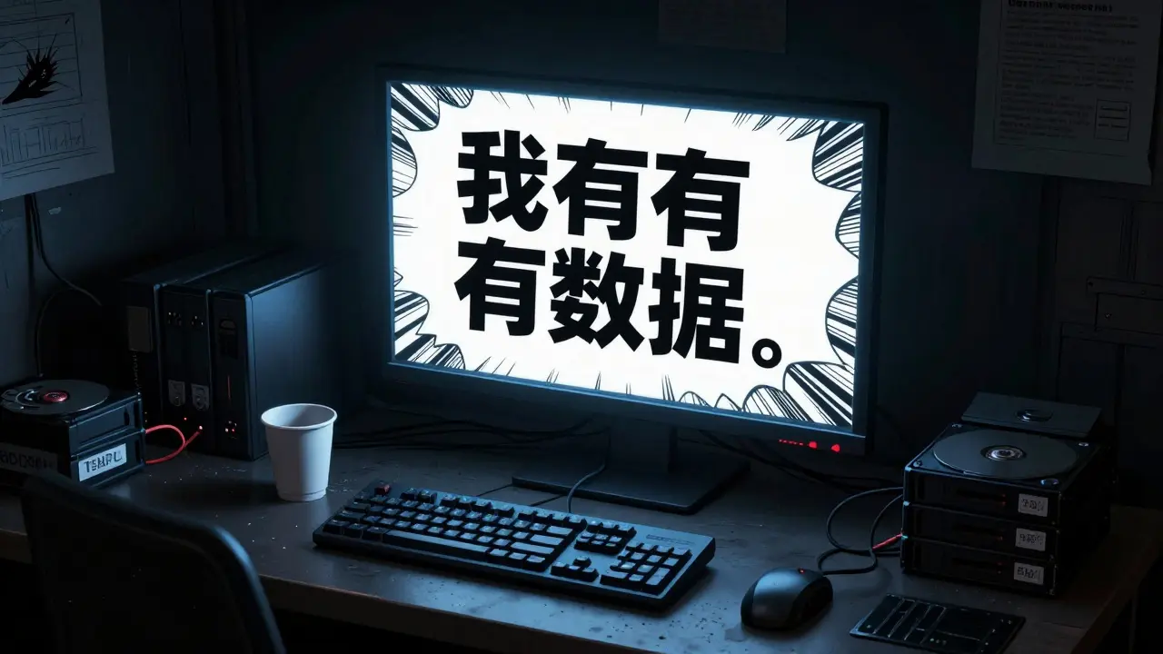 Manga style scene of a hacker seeing a threatening seizure message on their screen.