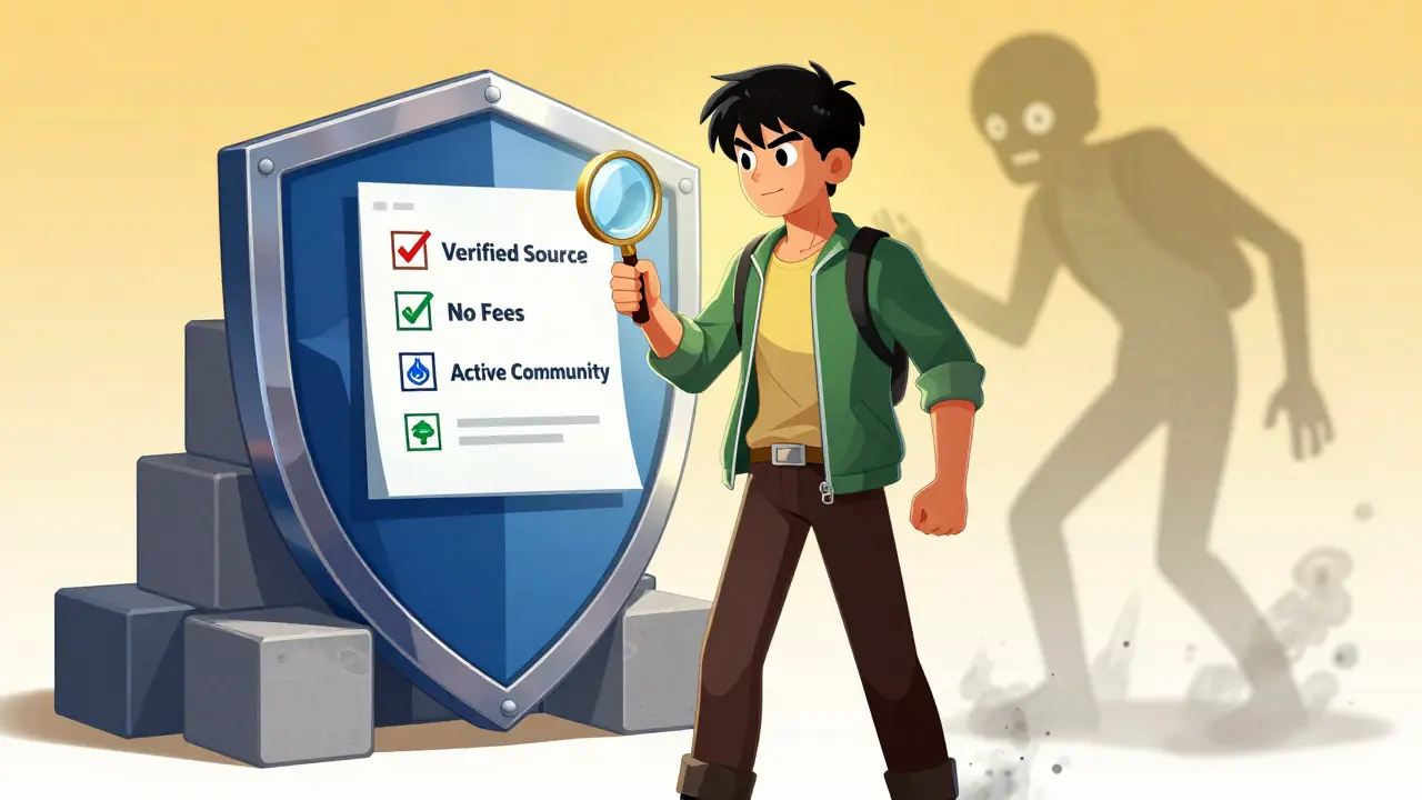 Hero verifying safe crypto projects while a dead token fades away