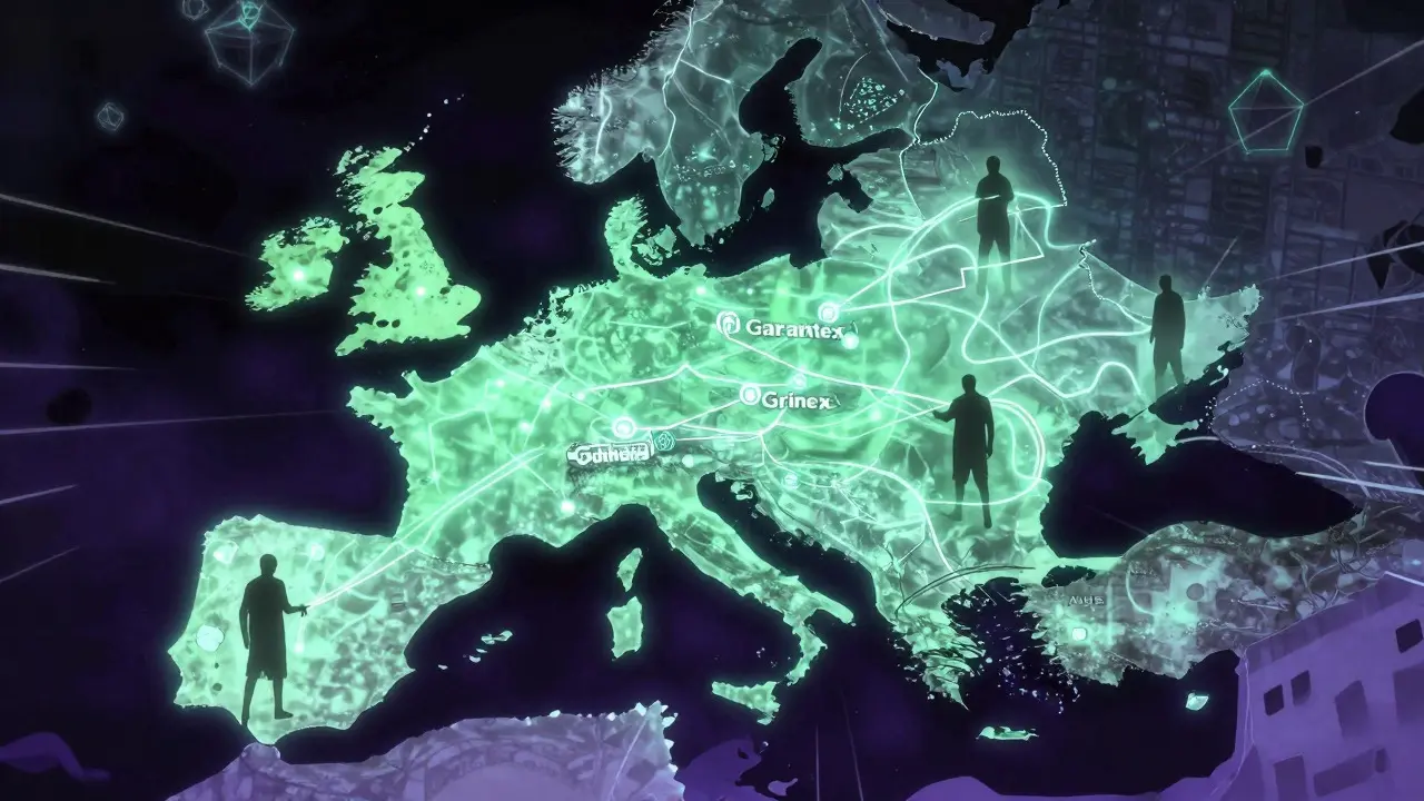 Manga art of digital money flows and shadowy trade networks