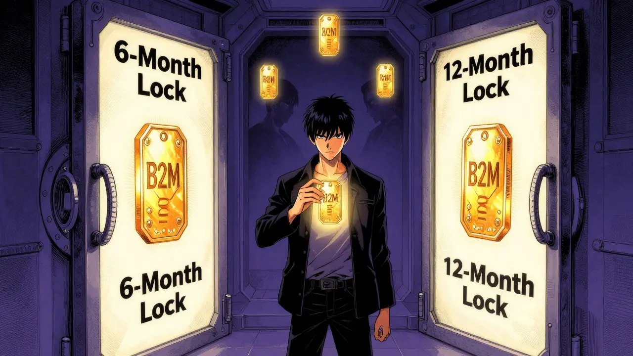 Manga character choosing between staking options for exclusive token rewards.