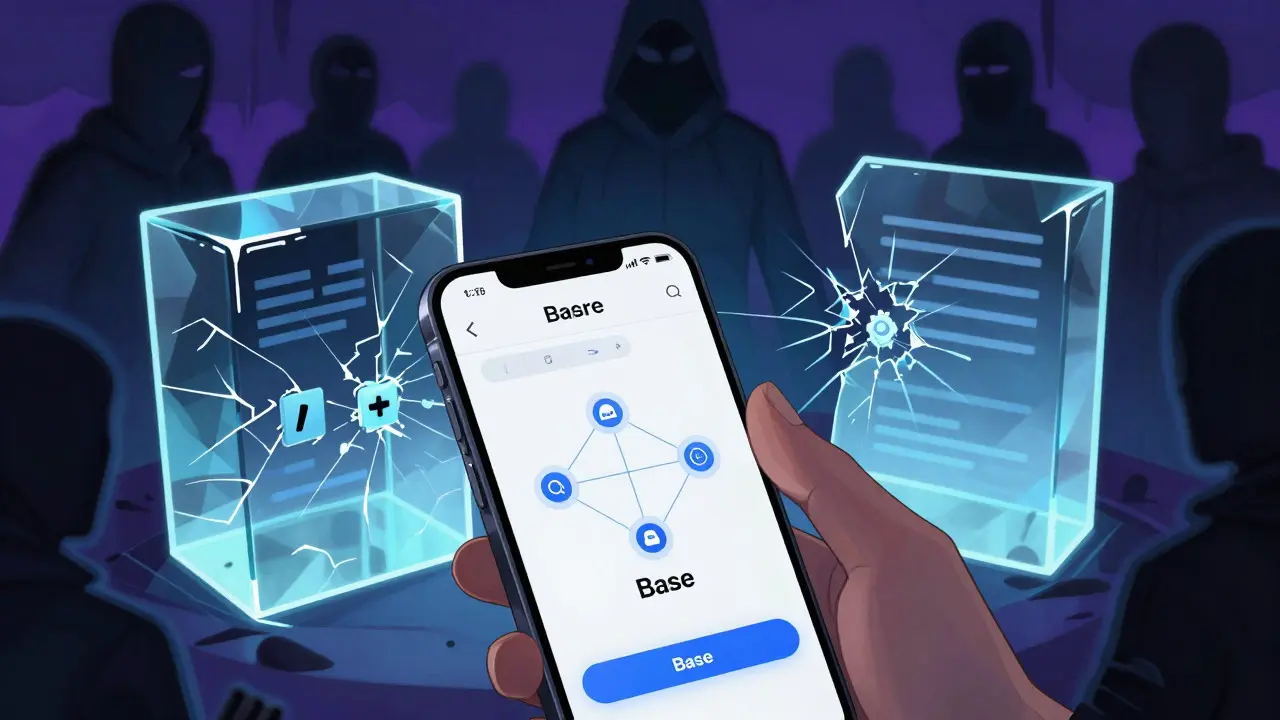 Smartphone wallet connecting to risky blockchain network