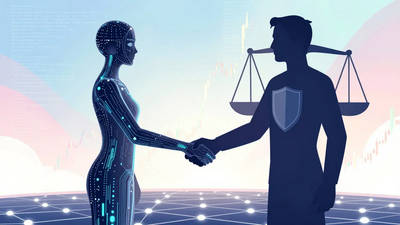 Two abstract figures shaking hands over a network, representing the Equilibrium-Republic partnership.