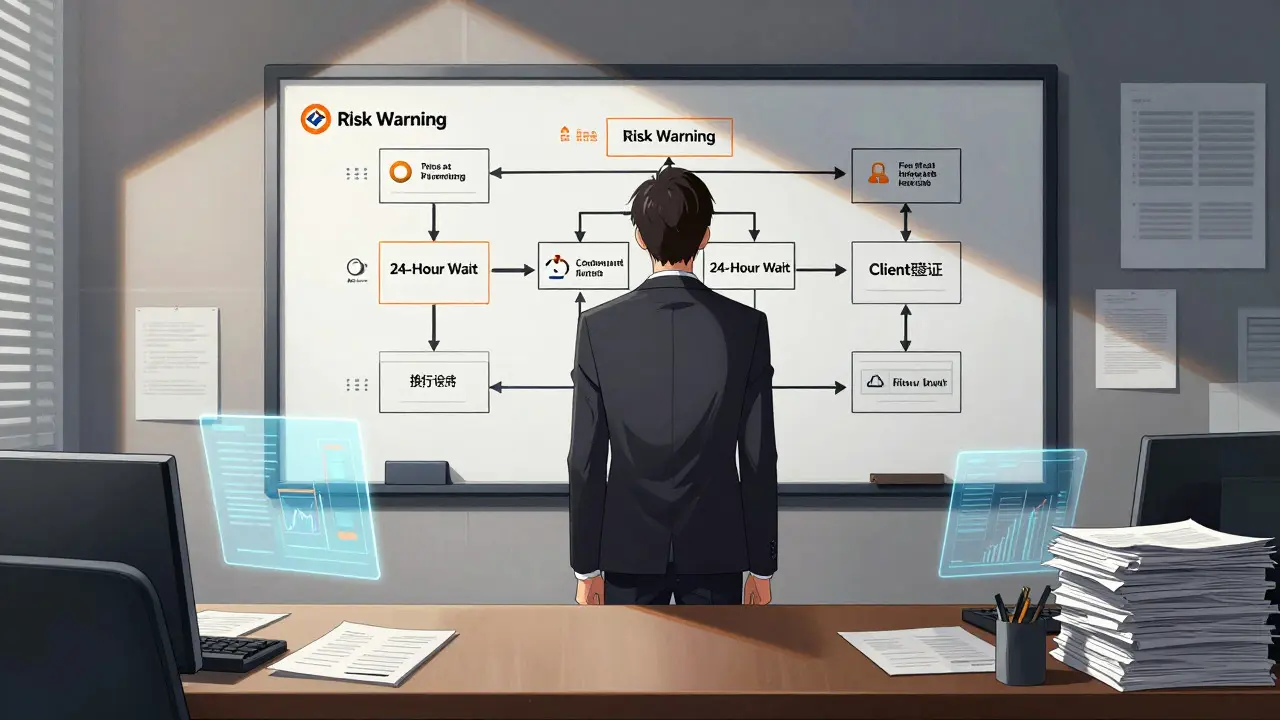 Anime style scene of an office discussing crypto compliance rules