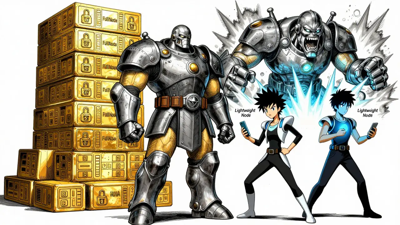 Manga art showing Full, Lightweight, and Mining nodes as distinct powerful entities.