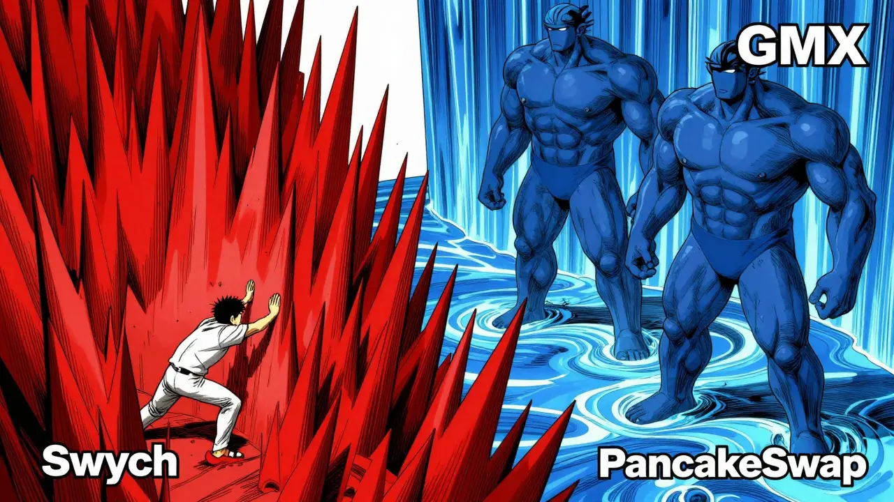 Manga depiction of low liquidity vs deep market giants