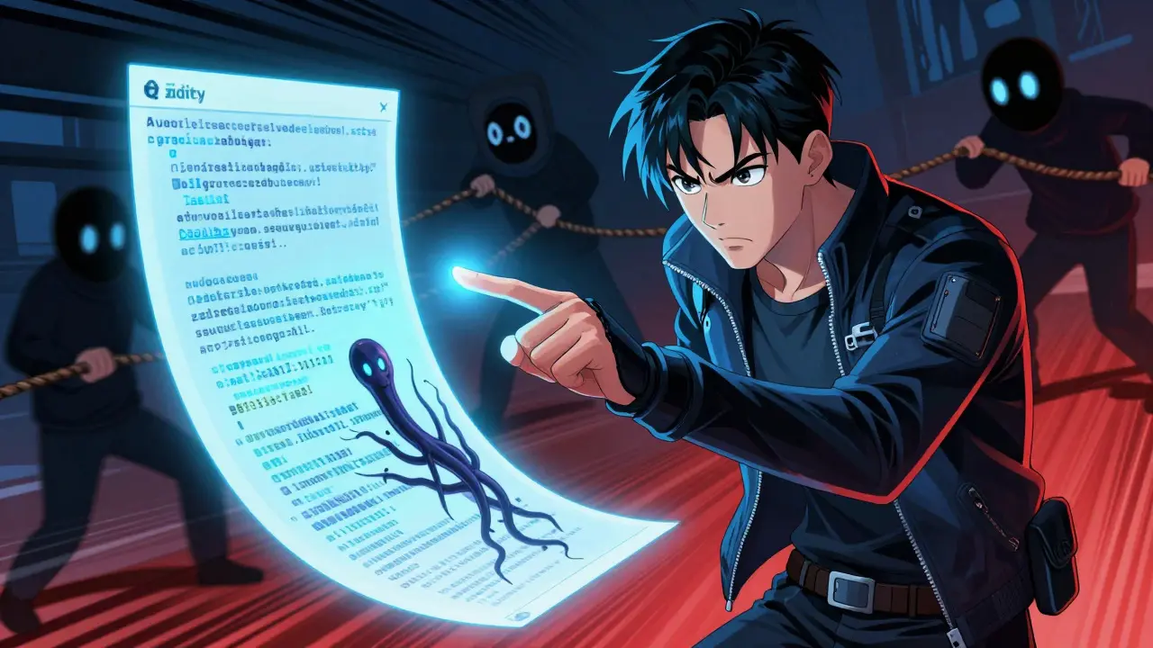 Manga detective exposing hidden malicious code in a crypto smart contract