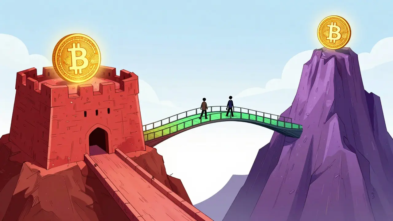 Three diverging paths in manga style symbolizing different strategic approaches for crypto exchange compliance