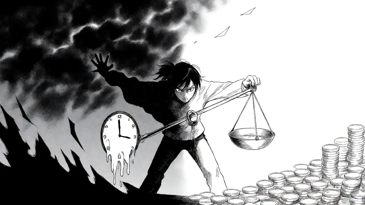 Anime character balancing risk and security scales in crypto review