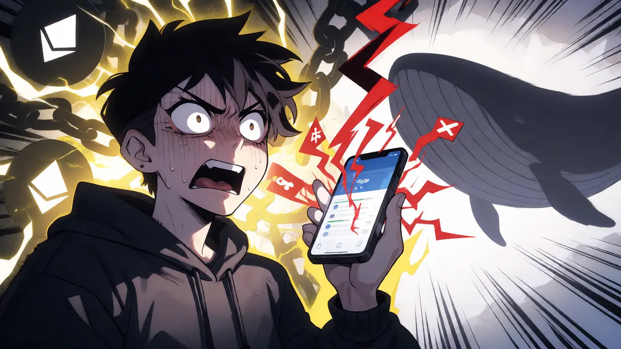 Frustrated anime trader overwhelmed by gas fee lightning strikes