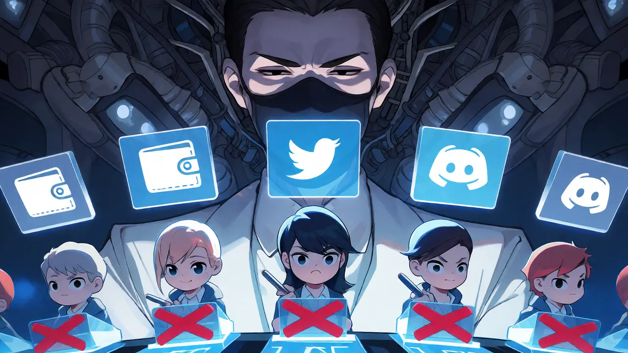 Masked figure overseeing digital task completion for crypto entry