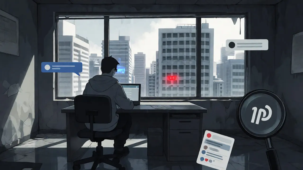 Silhouette of an anonymous developer in a dark room with empty social media feeds.